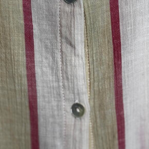 Z SUPPLY Oversized Button Front Top Womens L Orange Stripes Multi Coastal Boho - Picture 7 of 13